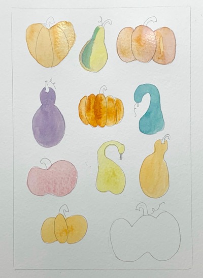 Easy Watercolor Pumpkin - Using Brusho Watercolor Crystals